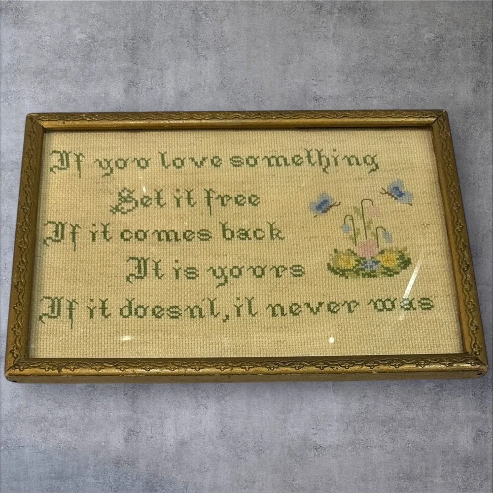 Vintage Handmade Cross Stitch Framed
